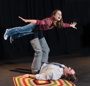 Camille Burkey (Small Allison) with Jason Dowies as Bruce Bechdel. (Photo by John Barrois)