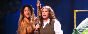 Tarzan (Natale Pirrotta) and Jane (Lindsey Corey) share a moment in "Tarzan: The Stage Musical." (Photo by Rodrigo Balfanz)