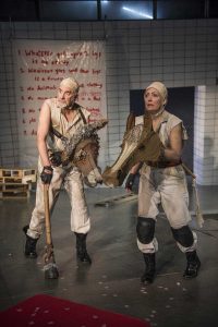 Milwaukee Repertory Theater presents Animal Farm in the Quadracci Powerhouse from January 9 through February 11, 2018. Left to Right: Jonathan Gillard Daly and Deborah Staples. Photo by Michael Brosilow.