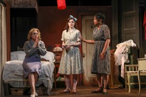 Blanche Dubois (Beth Bartley) with her sister Stella (Elizabeth McCoy) and neighbor and landlord Eunice (Troi Bechet). (Photo by Brittany Werner)