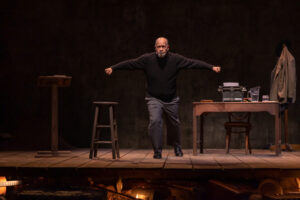Lance Nichols flies into his role as August Wilson in "How I Learned What I Learned. (Photo by Brittany Werner)