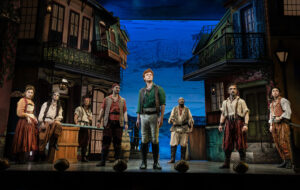 Frederic (Nicholas Barasch), center, and the pirates in New Orleans. (Photo by Joan Marcus)