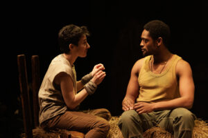 Sara Farb as Rosalind and Christopher Allen as Orlando in As You Like It. Stratford Festival 2025. (Photo by David Hou.)